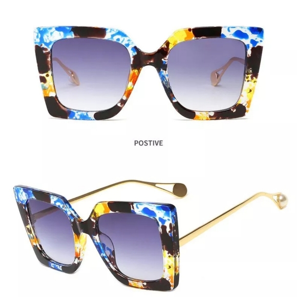 Squares Sunglasses Retro Fashion Designer Gradient Ocultos de Sol - Picture 8 of 14